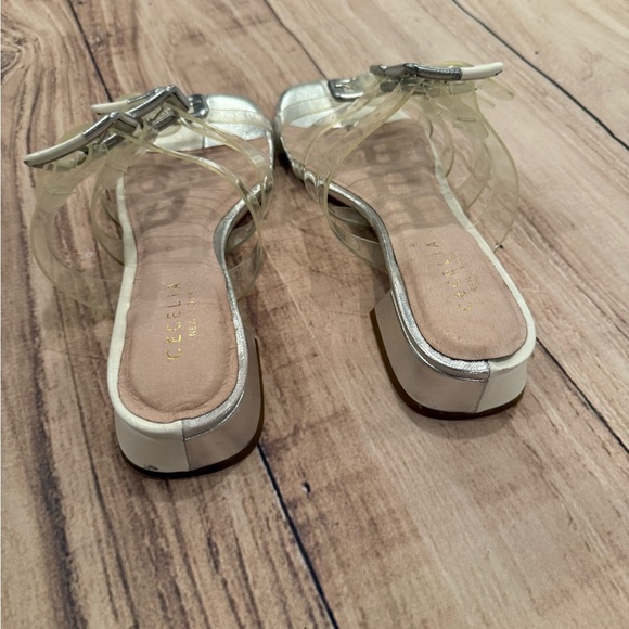 CECELIA New York women’s Lincoln Silver Slide Sandals with Clear Straps/size 6 - Picture 5 of 12